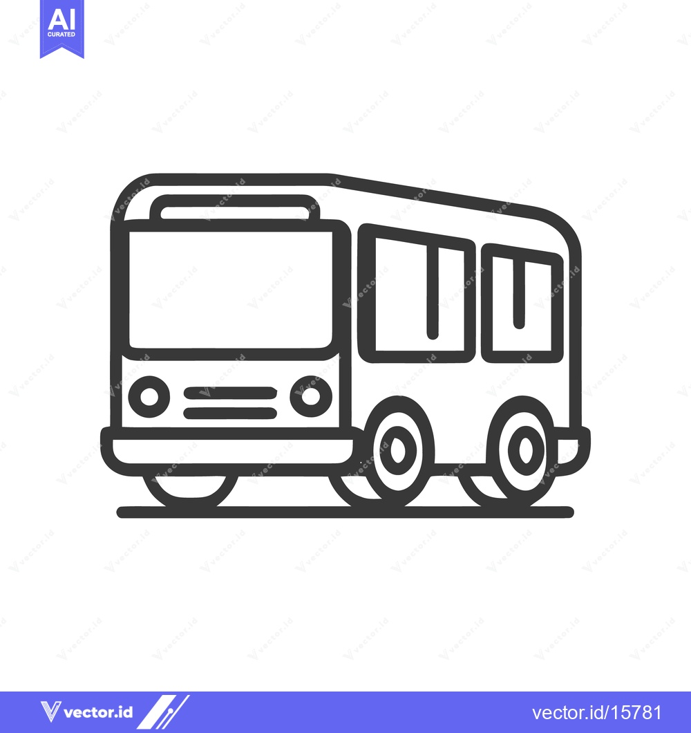 Premium Vector dari Simple Bus Icon: Minimalist Outline Transportation Illustration on Whi