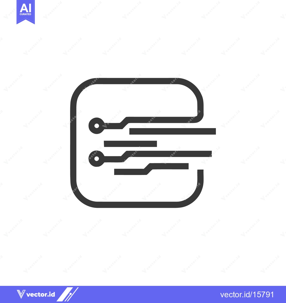 Premium Vector of Minimalist Circuit Board Icon with Rounded Square Outline and Clean Li