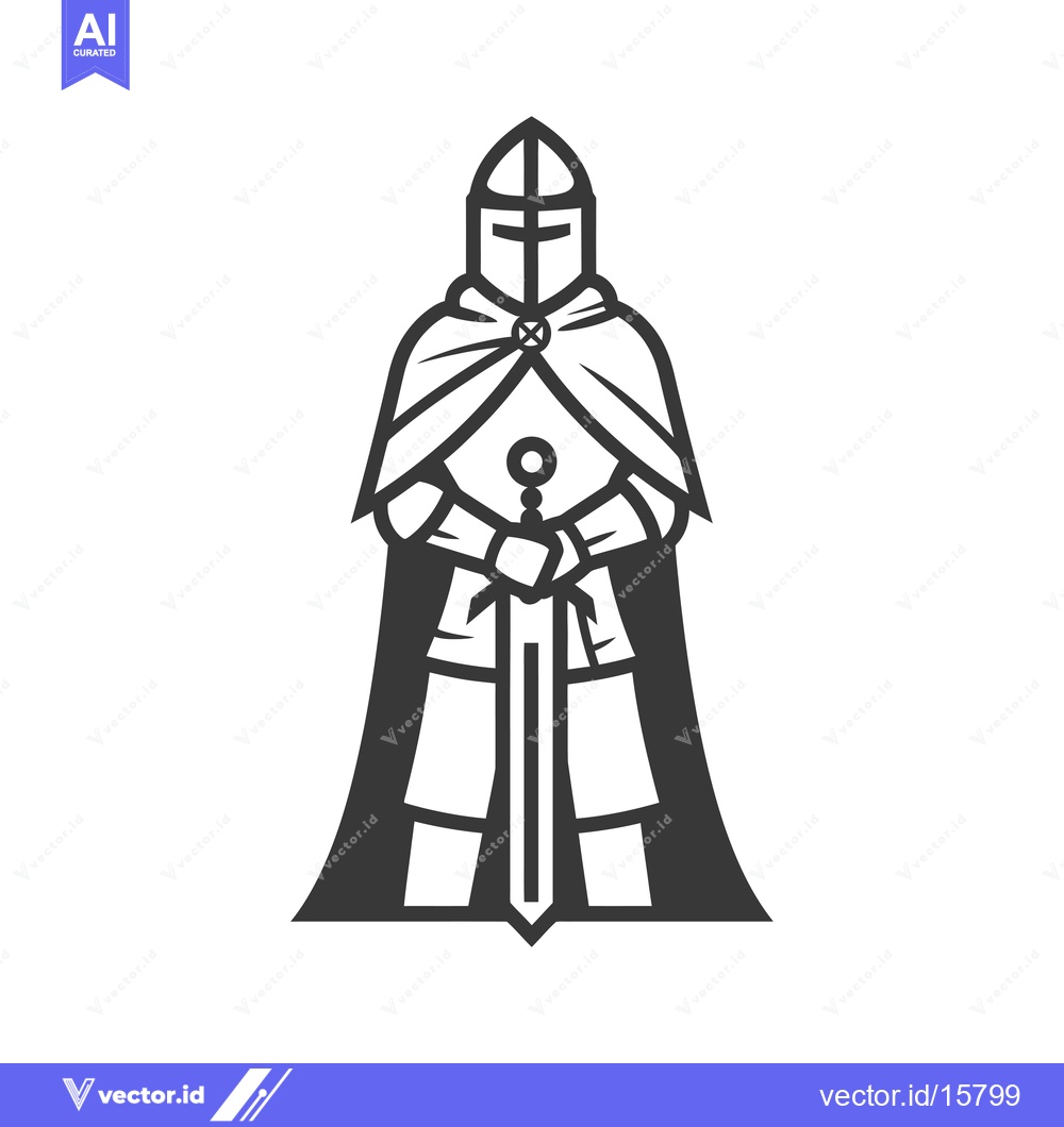 Premium Vector dari A knight in armor with a sword and a cape
