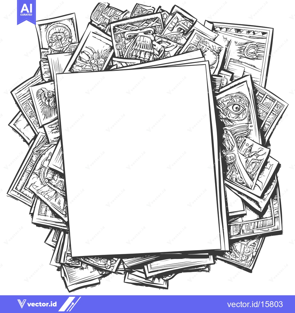Premium Vector dari A Large Blank Sheet of Paper Surrounded by a Stack of Detailed Drawing