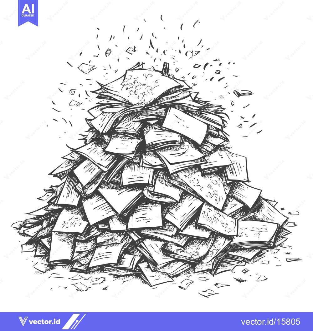 Premium Vector dari A large pile of books in a chaotic, scattered arrangement.