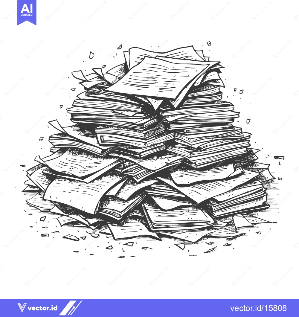 Premium Vector dari A Large Stack of Papers and Documents in a Pile