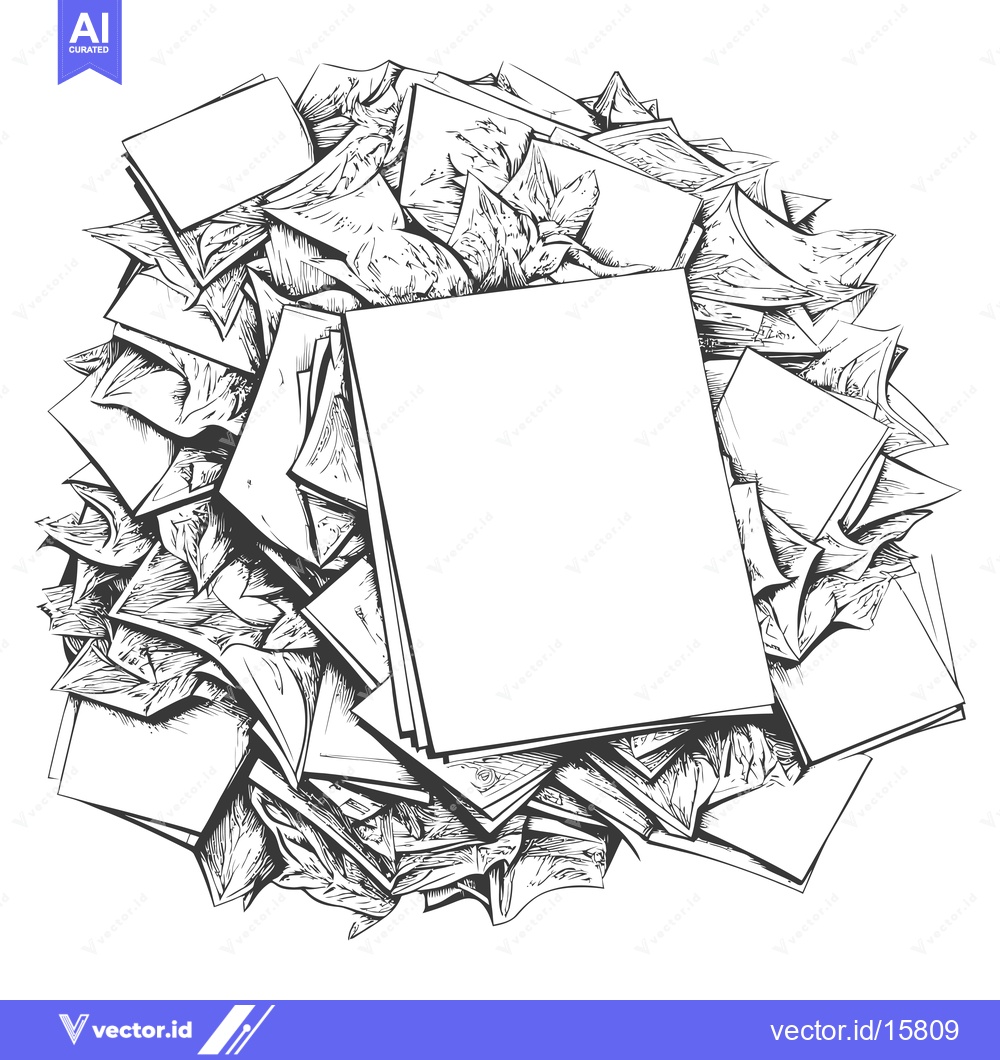 Premium Vector dari A Large Stack of Papers with a Blank Page on Top
