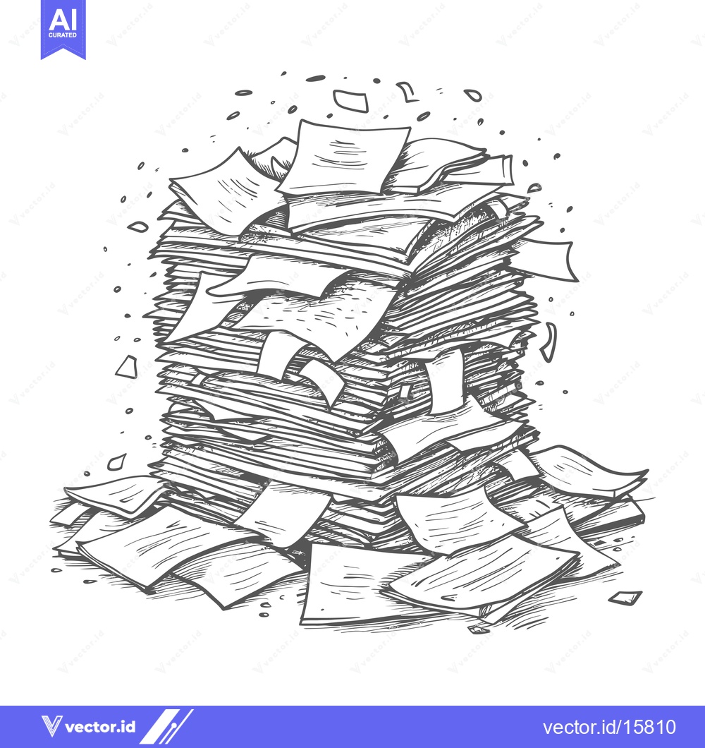 Premium Vector dari A Large Stack of Papers With Some Falling Off