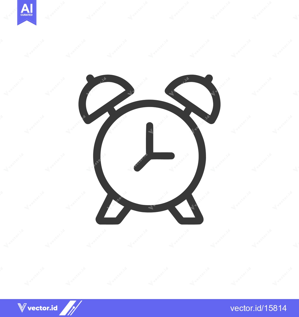 Premium Vector of Simple Alarm Clock Icon: Minimalist Design, Time Concept, Isolated on