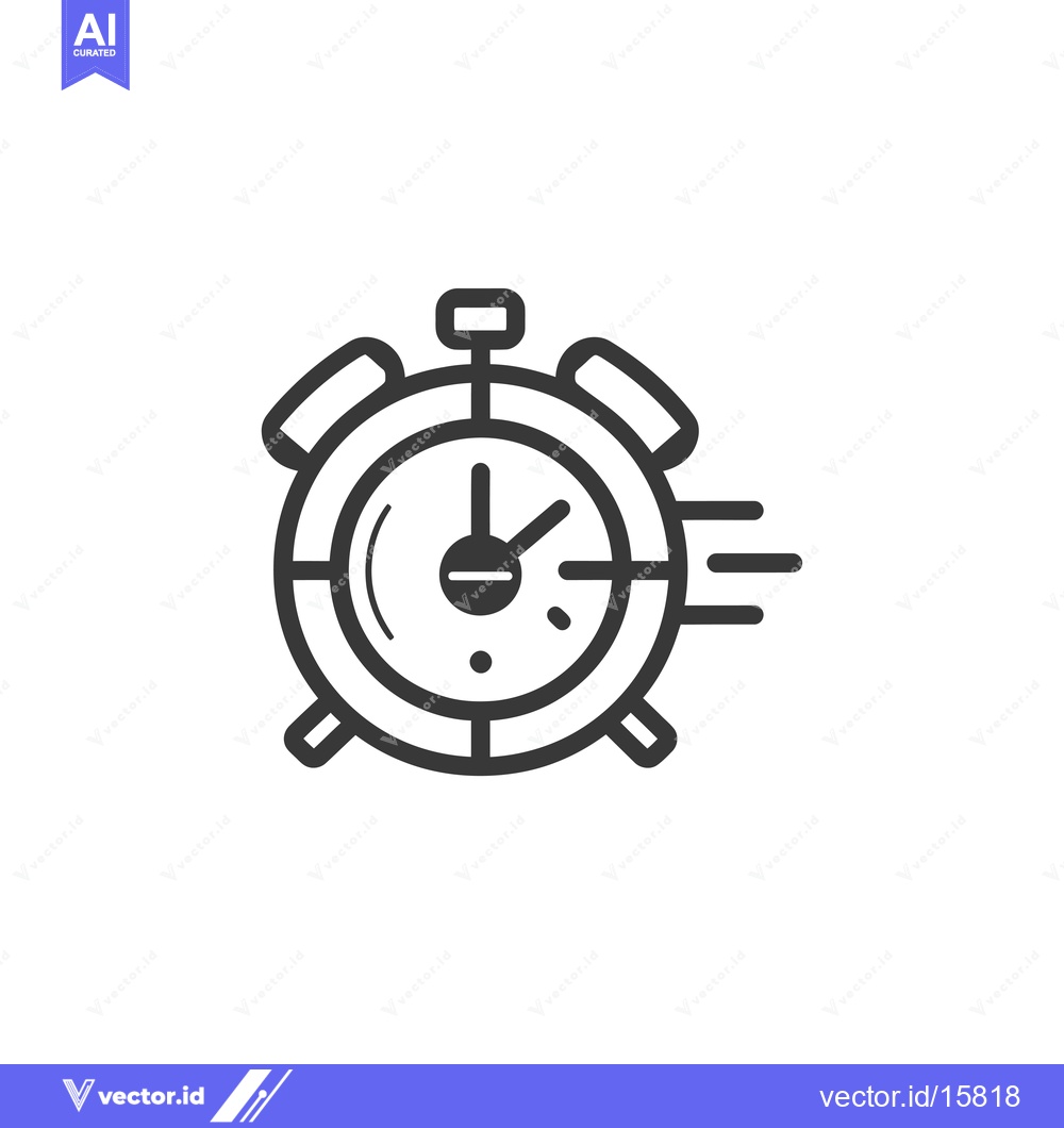 Premium Vector dari Alarm Clock Icon with Motion Blur Line Art