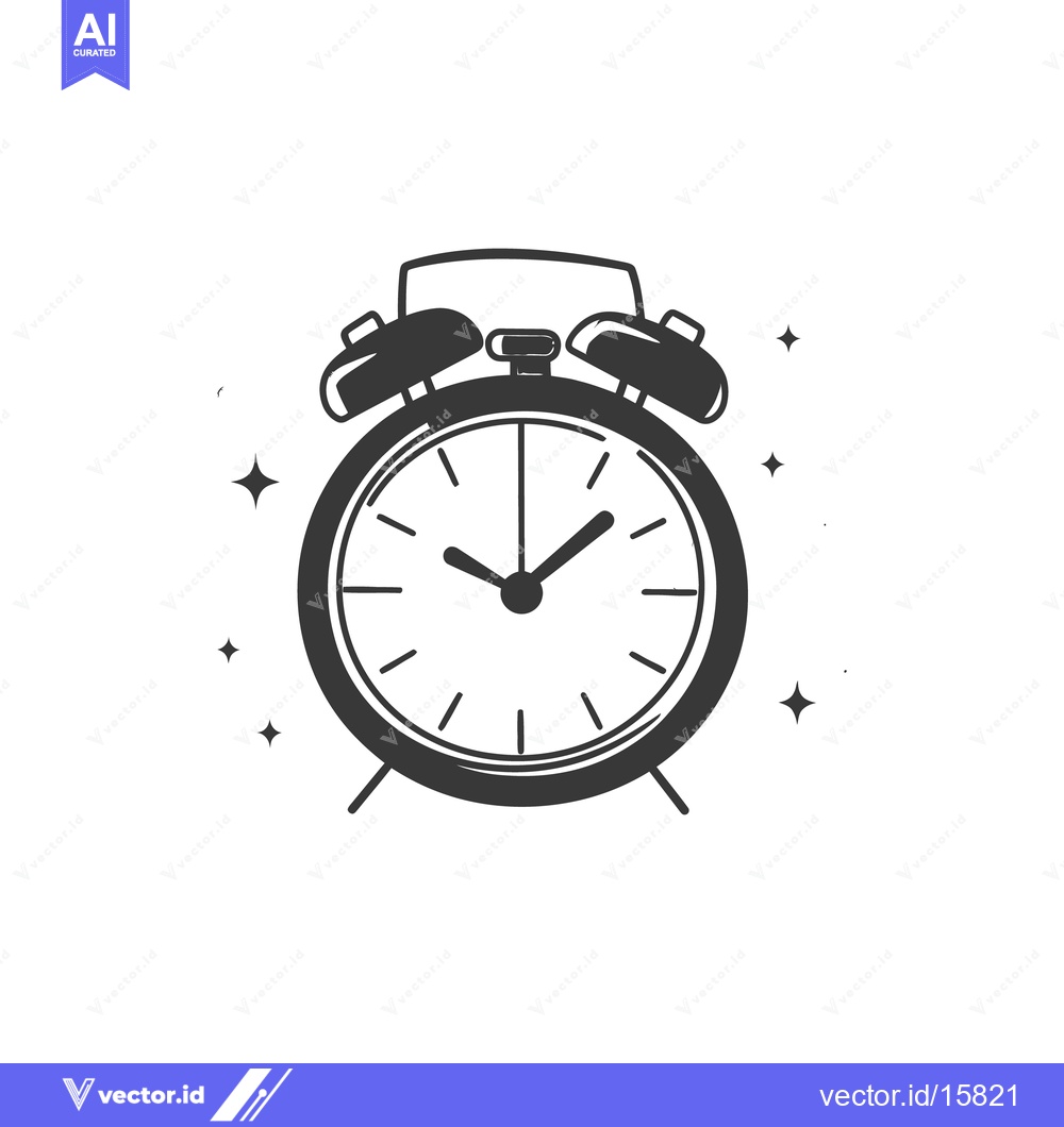 Premium Vector dari A graphic illustration of an old fashioned analog alarm clock