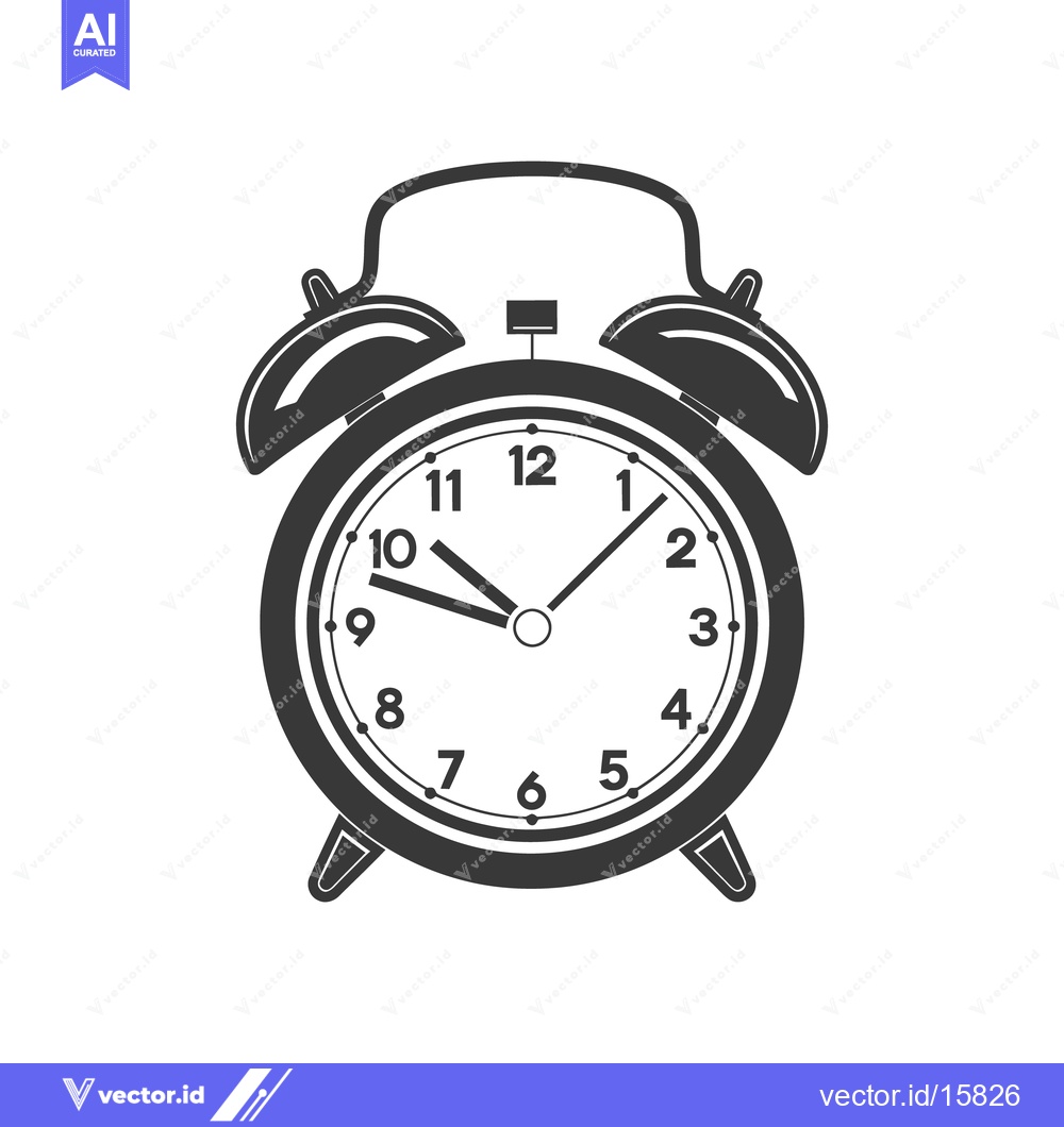 Premium Vector dari An illustrated black and white image of a classic alarm clock