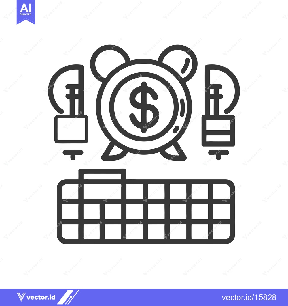 Premium Vector dari Alarm Clock with Dollar Sign and Light Bulbs Above a Calendar Grid