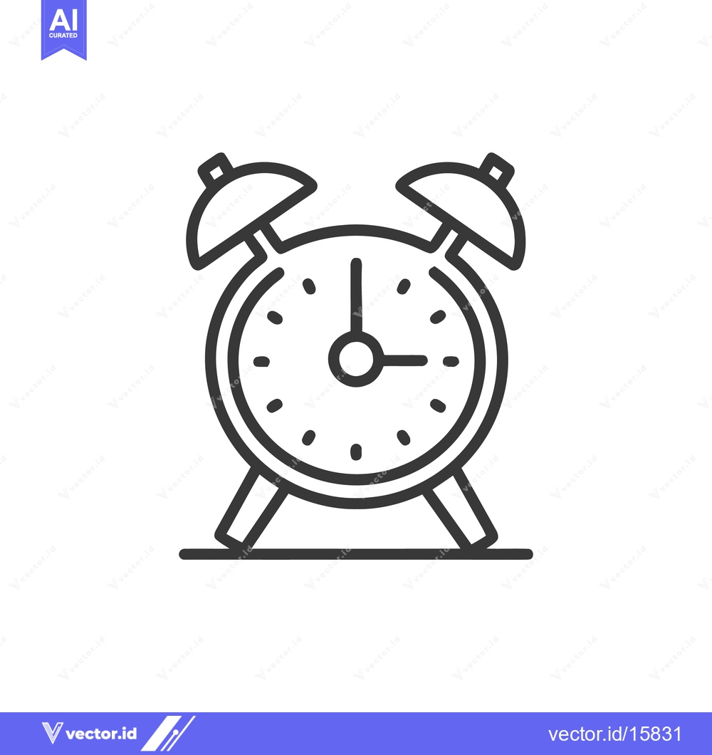 Premium Vector of Minimalist Line Art Alarm Clock Icon: Simple, Elegant Timekeeping Desi