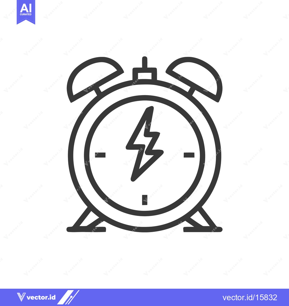 Premium Vector of Alarm Clock Icon with Lightning Bolt: Time, Energy, and Alertness Conc