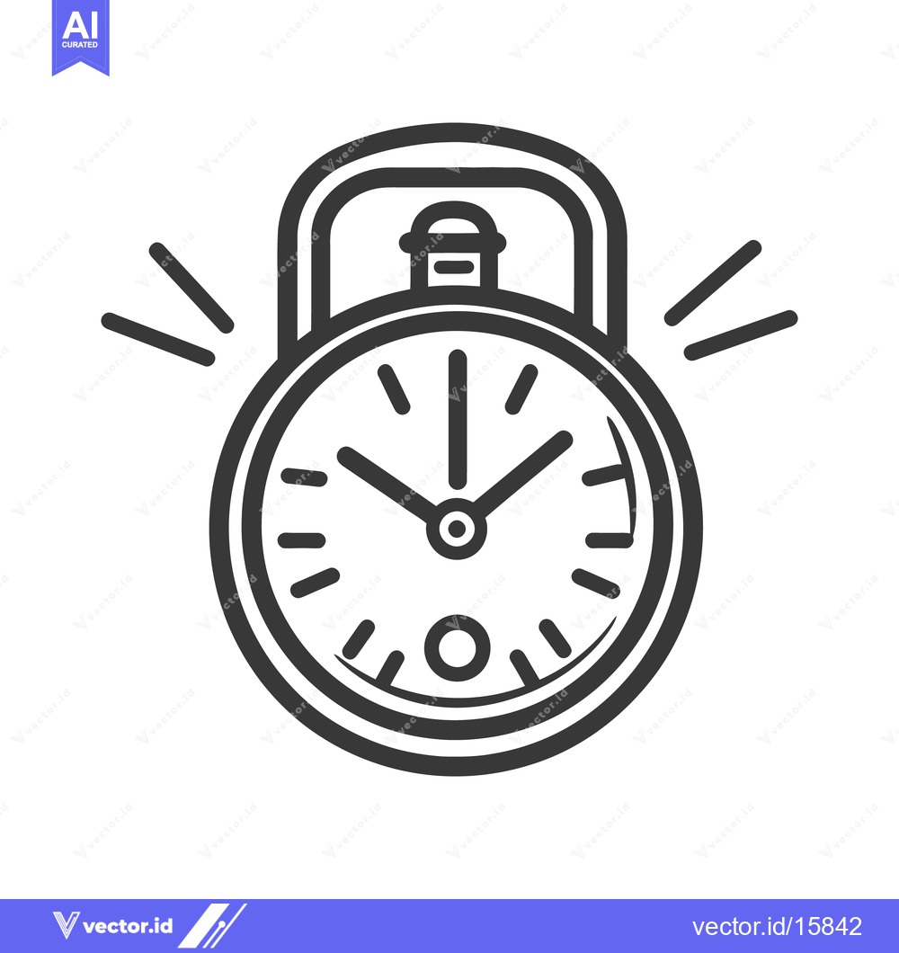 Premium Vector of A black and white illustration of a ringing alarm clock