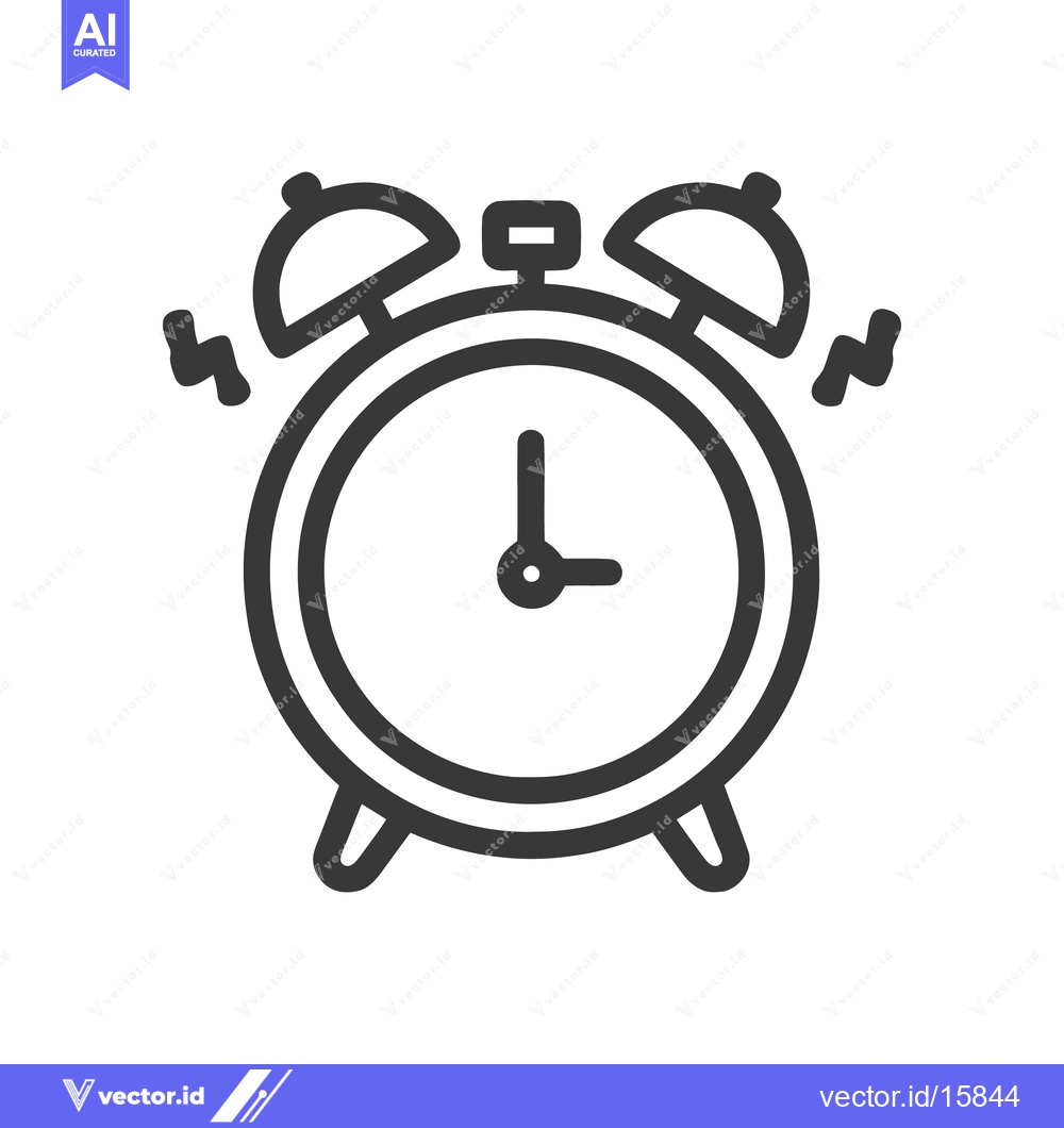 Premium Vector dari Simple Line Art Alarm Clock Icon with Sound Effect