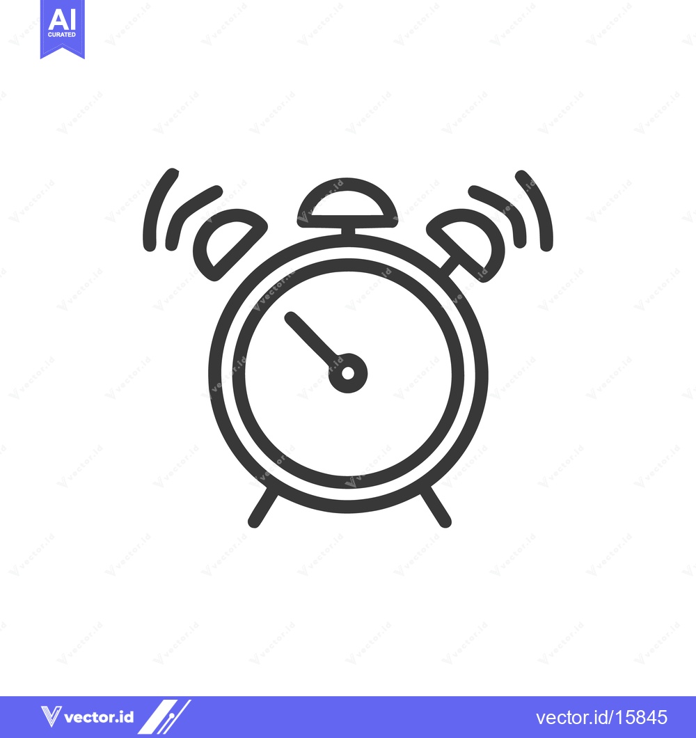Premium Vector of Minimalist Line Art Alarm Clock Icon: Ringing Bell, Time Management Gr