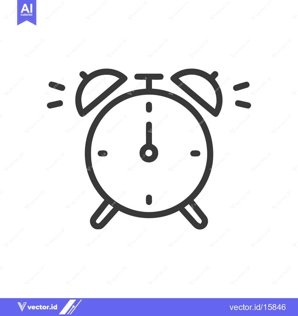 Premium Vector dari Ringing Alarm Clock Icon: Bold Outline Style, Wake-Up Call Symbol