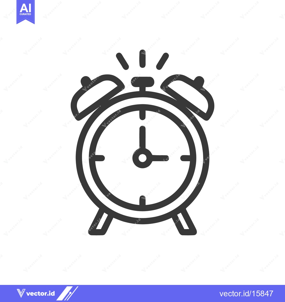 Premium Vector dari Ringing Alarm Clock Icon: Bold Outline, Wake-Up Call Symbol