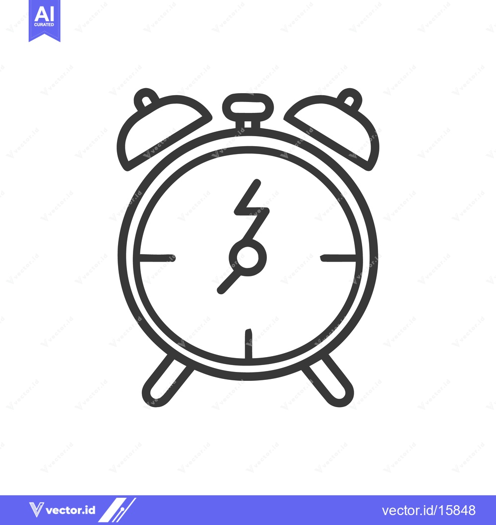 Premium Vector of Bold Line Art Alarm Clock Icon:  Energy, Time, and Efficiency Concept