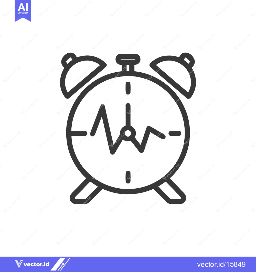 Premium Vector of Alarm Clock Icon with Heartbeat Line, Time and Health Concept, Vector