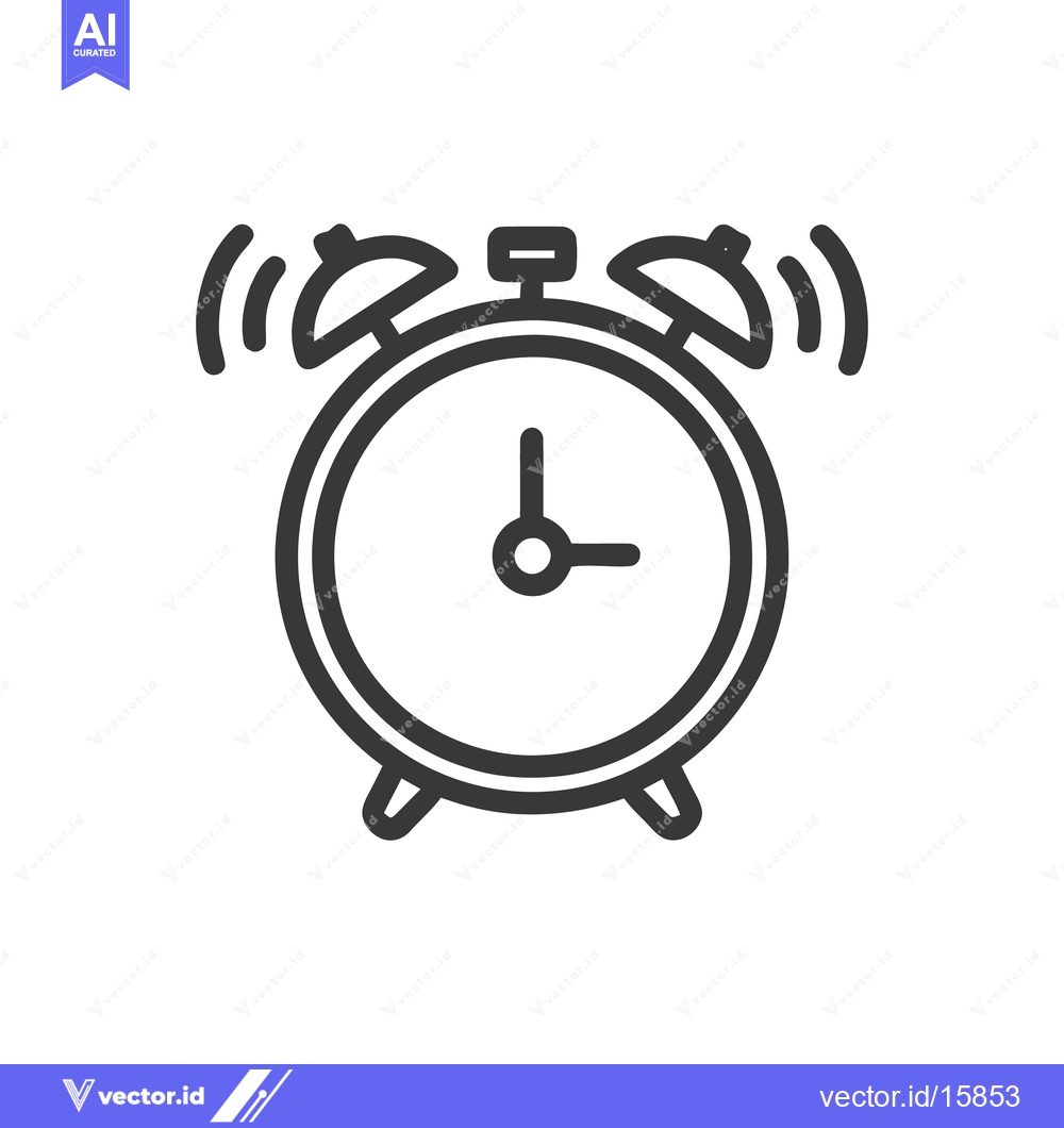 Premium Vector dari Ringing Alarm Clock Icon: Simple Black and White Illustration.