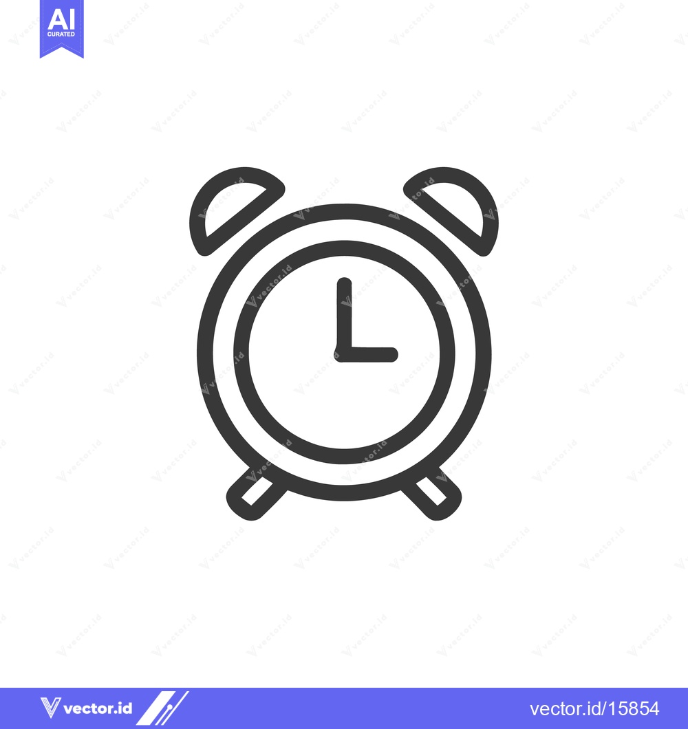 Premium Vector of Minimalist Alarm Clock Icon: Clean Line Art Design