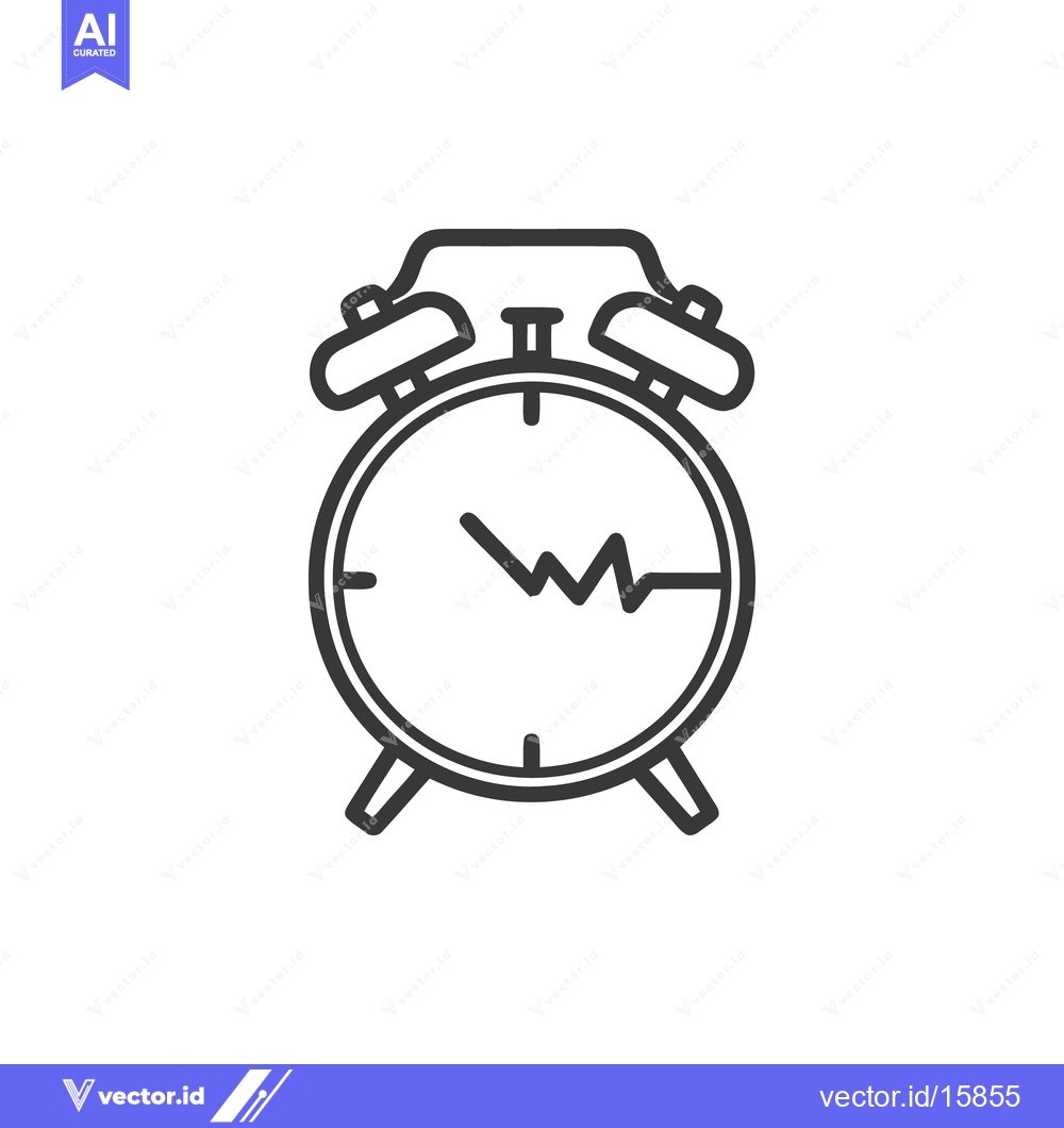 Premium Vector dari Simple Line Art Alarm Clock Icon with Time Signal