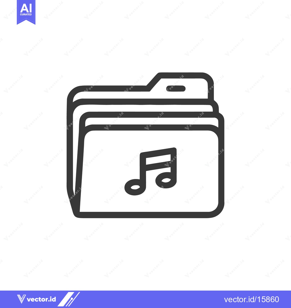 Premium Vector of Minimalist Music Folder Icon: Clean Line Art on White Background