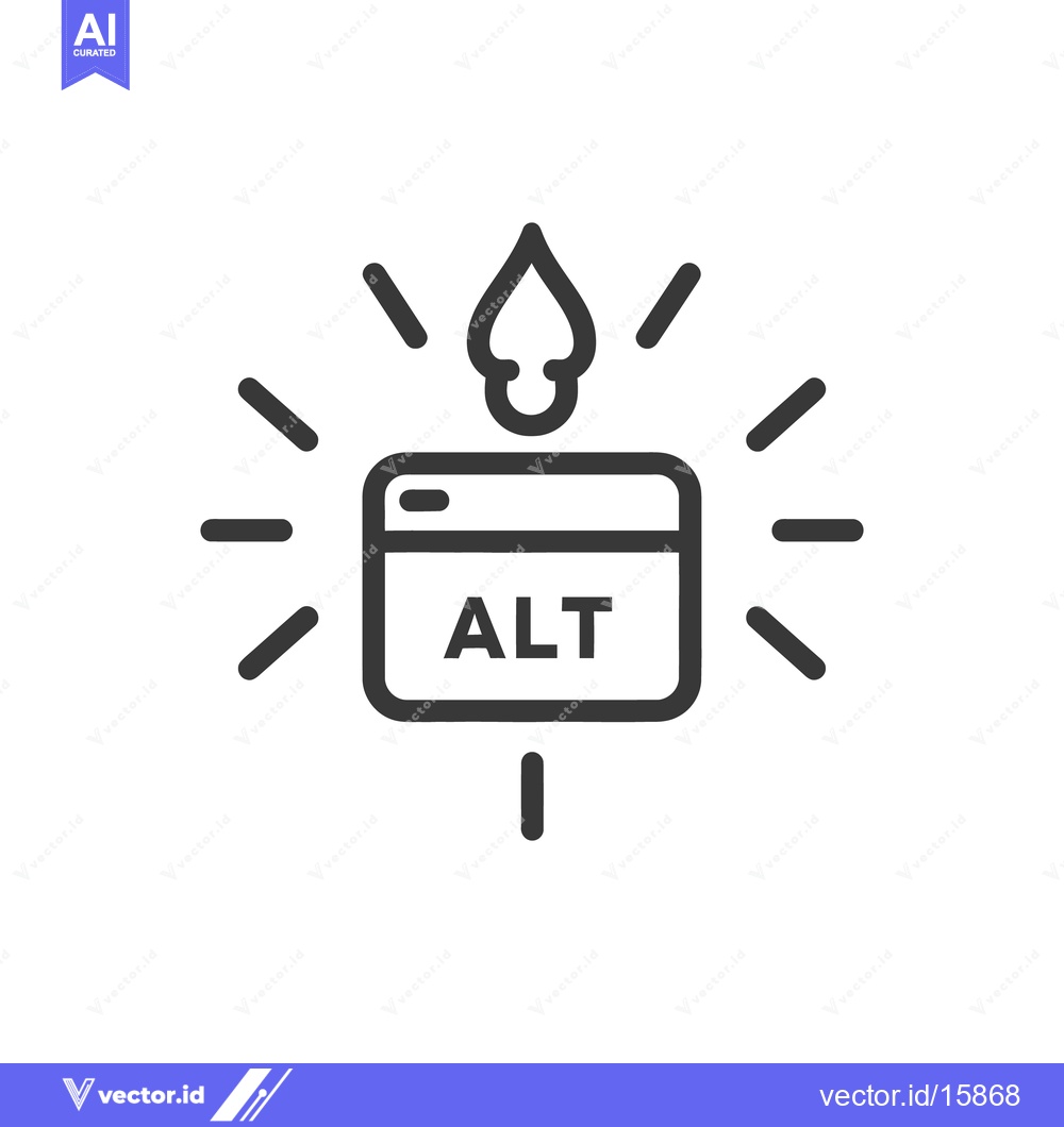 Premium Vector of A stylized icon depicts a button and the word ALT with radiating lines