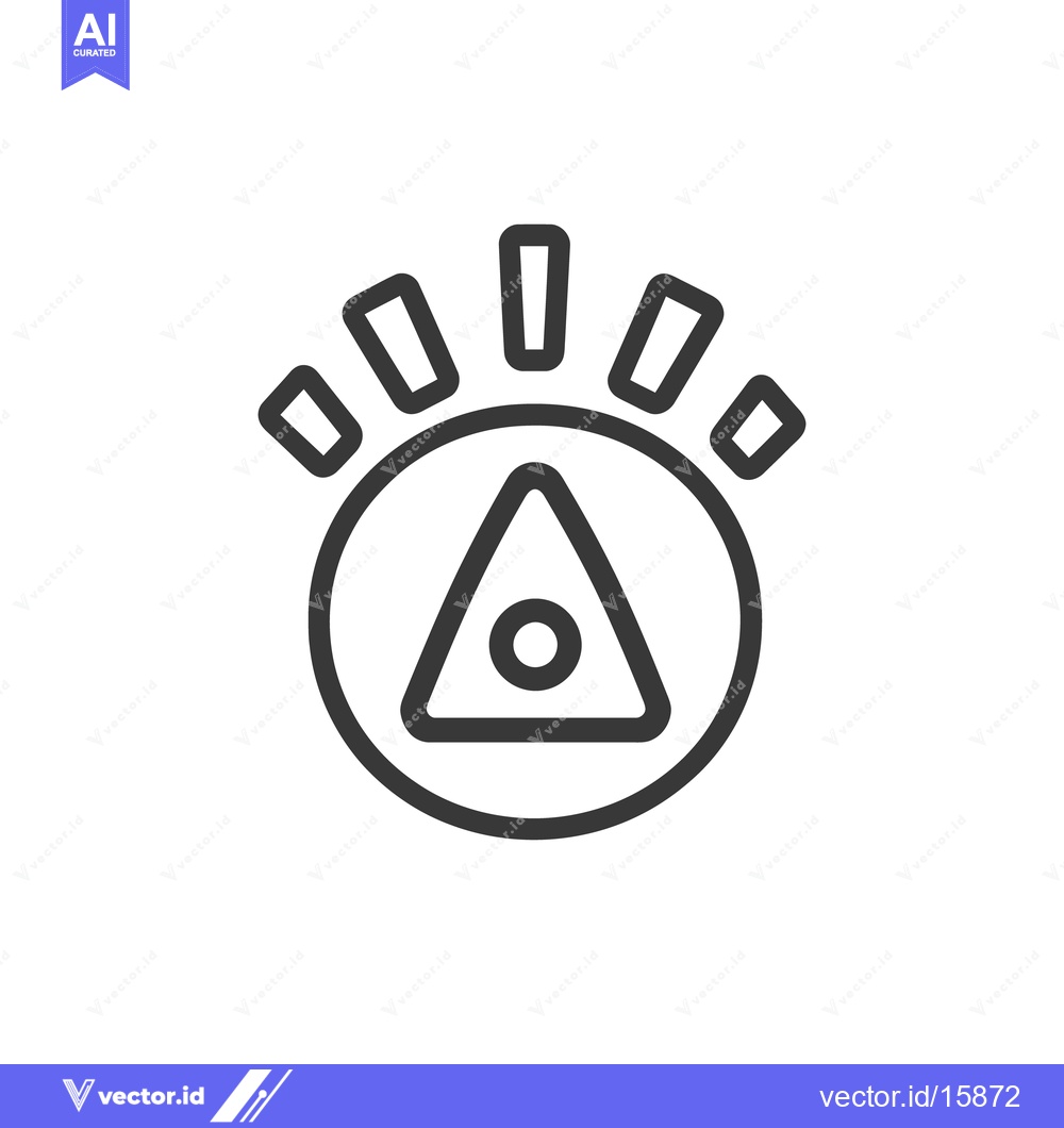 Premium Vector dari An abstract icon displays a triangular shape within a circle with rays
