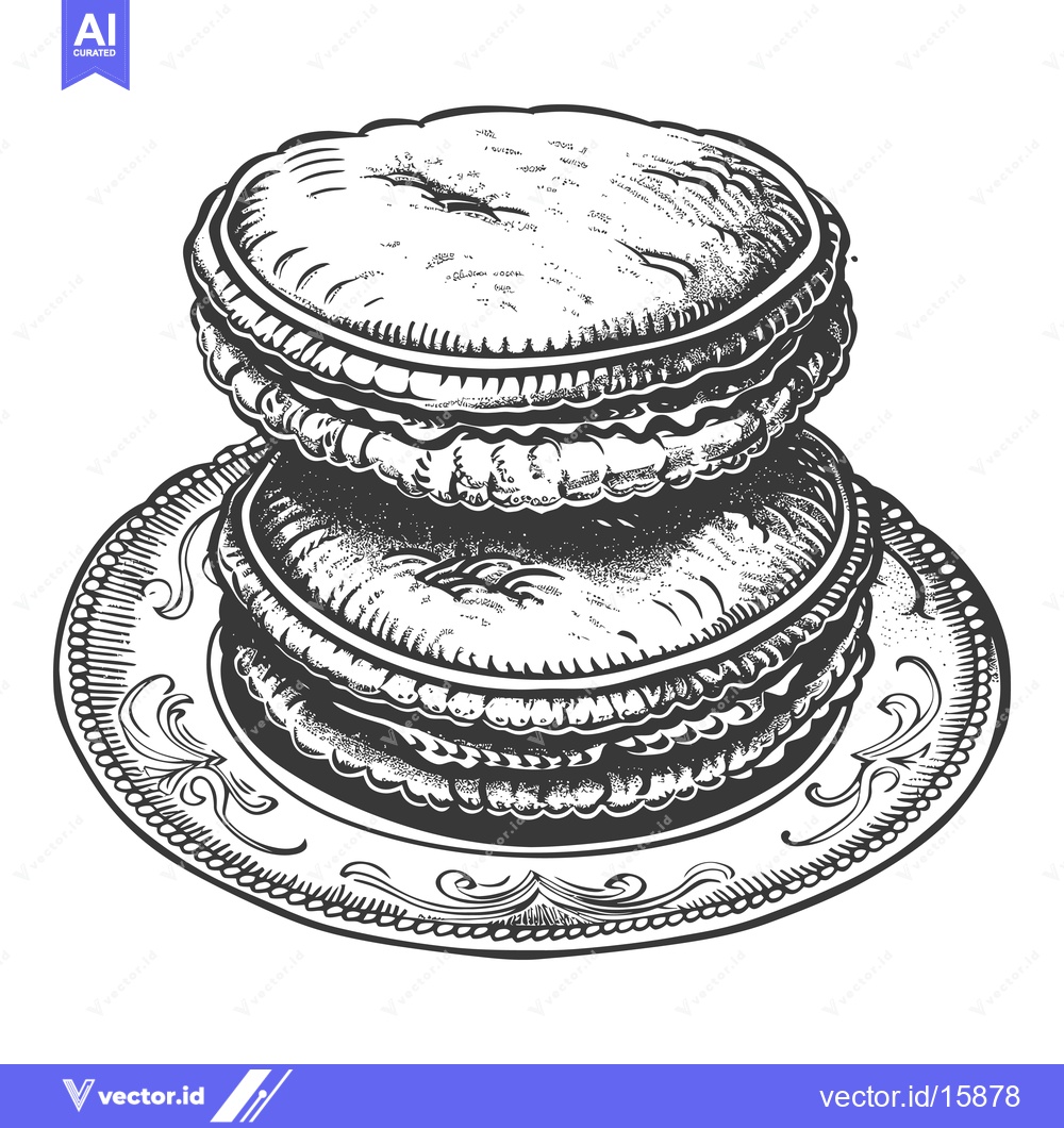Premium Vector dari Two Delicious Macarons on an Ornate Plate