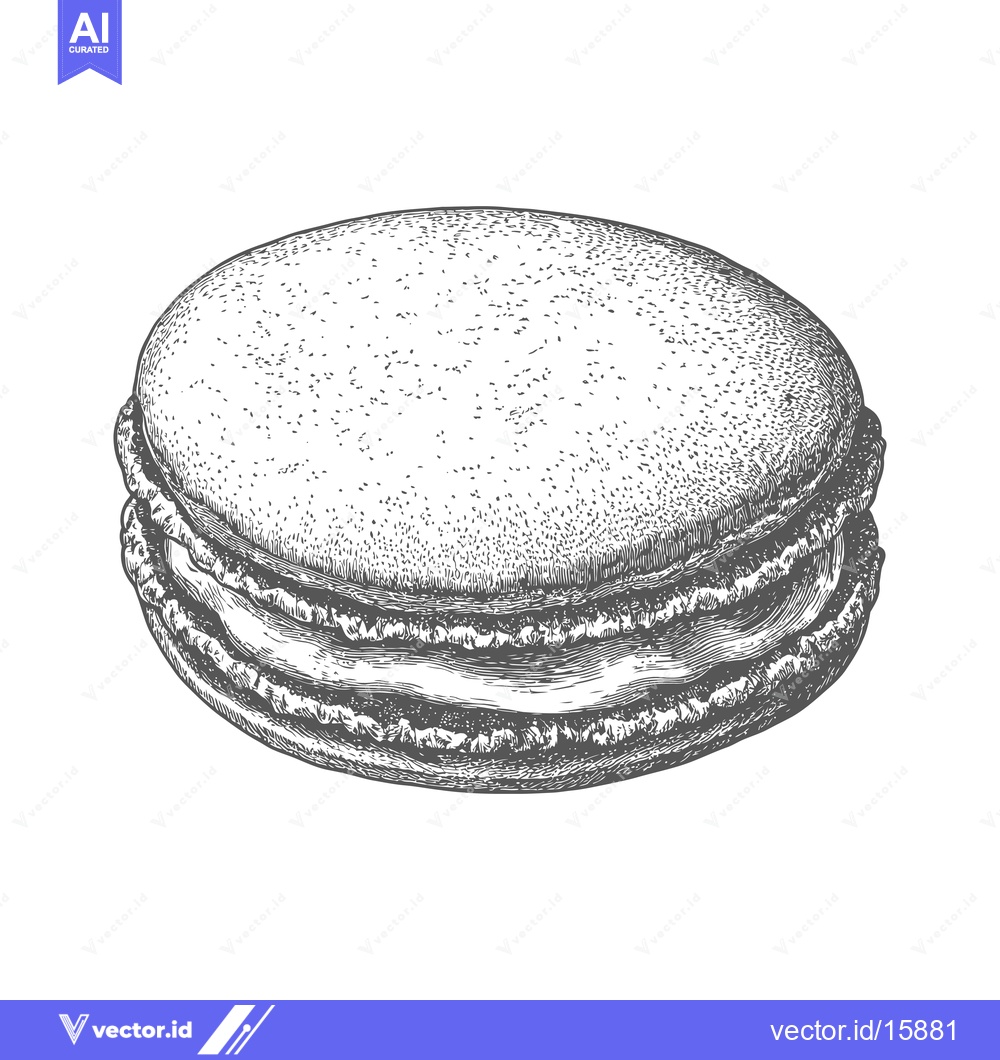 Premium Vector dari A Detailed Drawing of a Single Macaron Pastry
