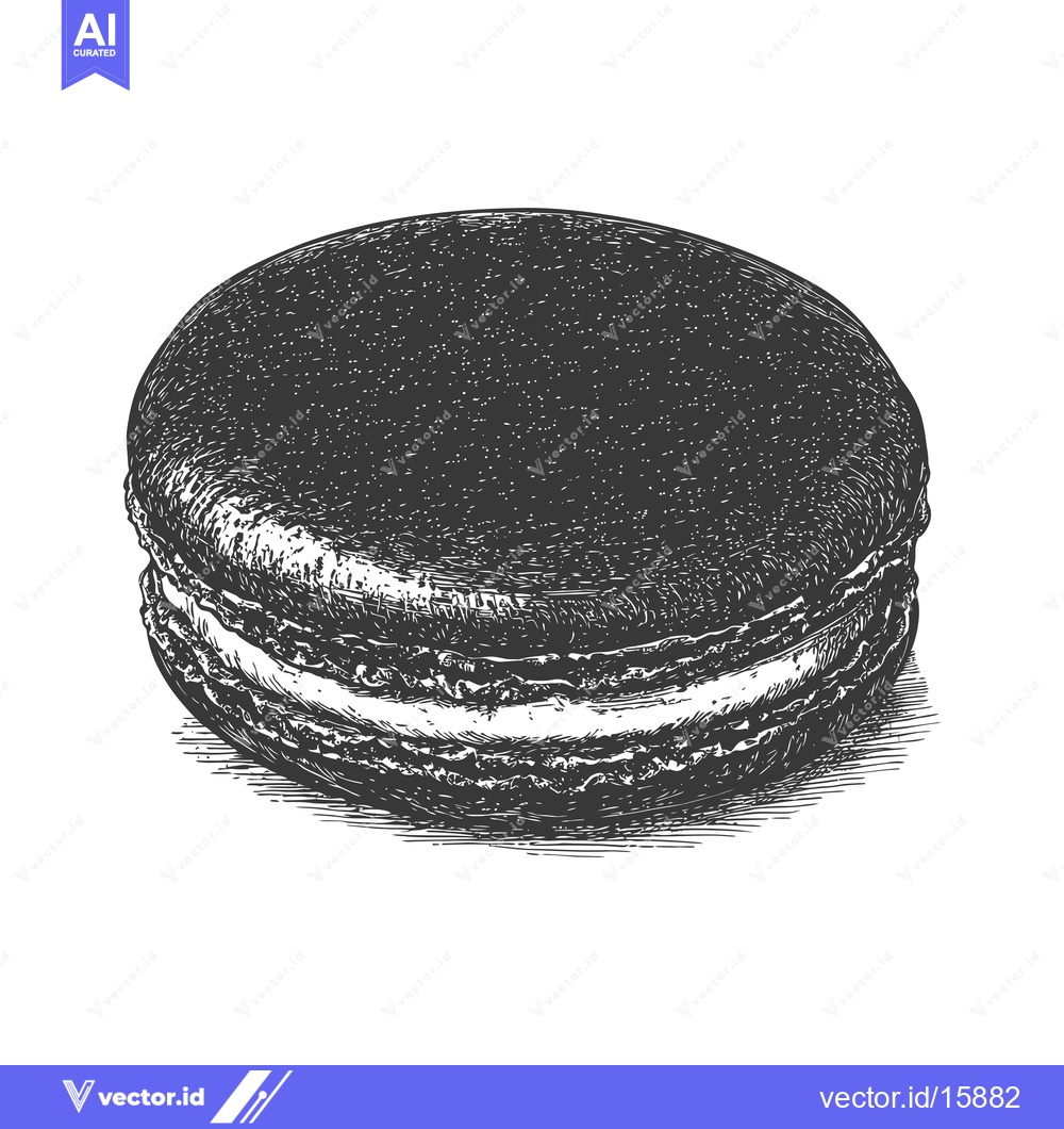 Premium Vector of A Detailed Engraving of a Single Dark Macaron