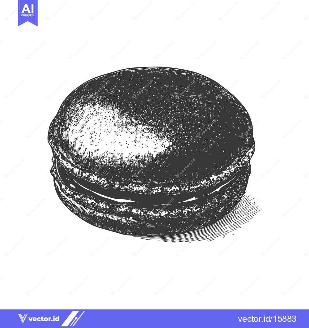 Premium Vector dari A Detailed Drawing Of A Single Macaron Pastry