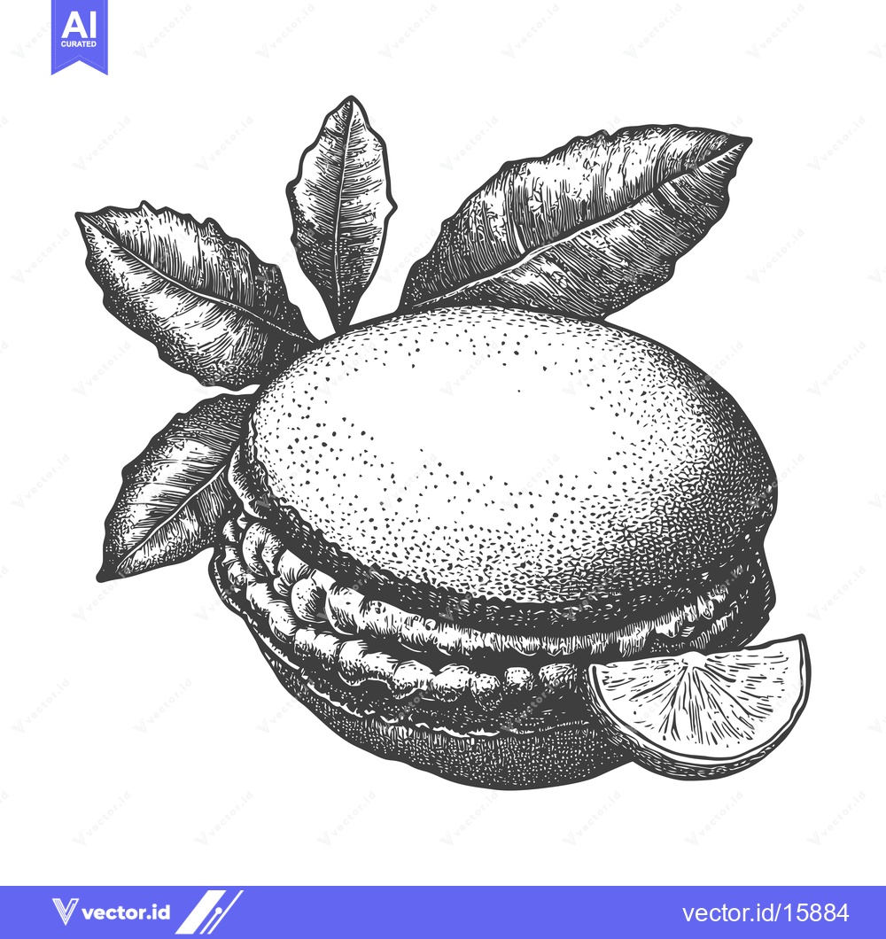 Premium Vector dari A Delicious Macaron with Citrus and Leaves