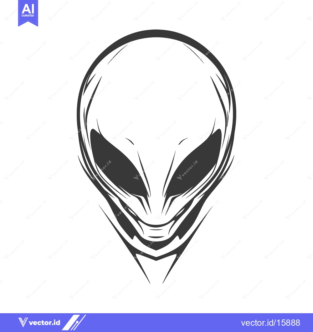 Premium Vector of A black and white graphic illustration of an alien face
