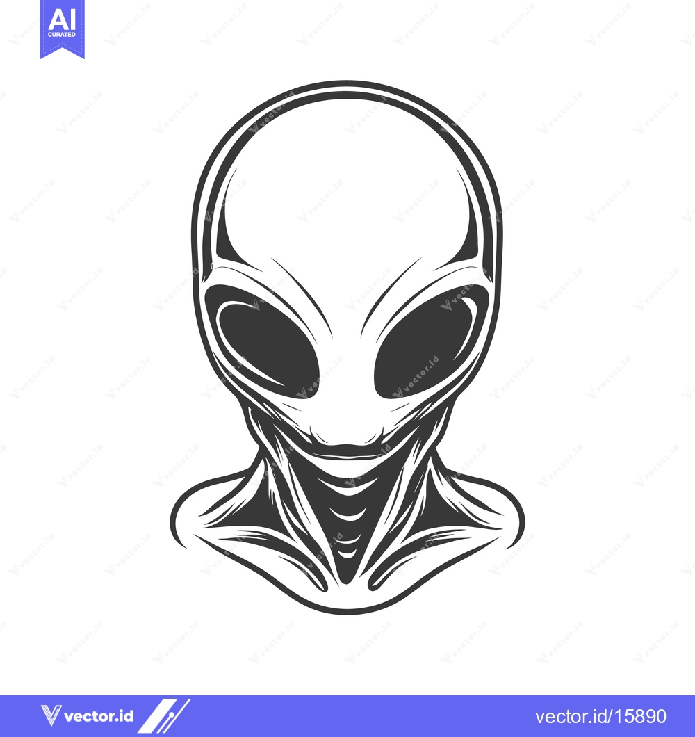 Premium Vector of A stylized black and white depiction of an extraterrestrial face