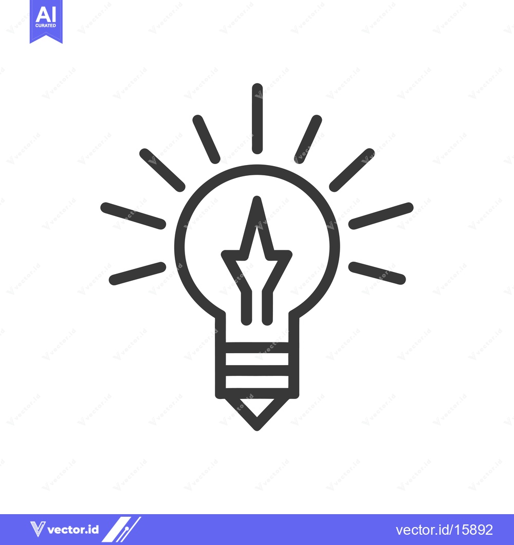 Premium Vector dari A Light Bulb Icon with a Starburst and a Star in the Middle