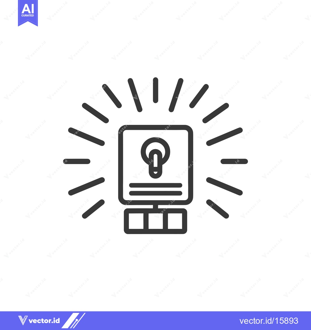 Premium Vector dari A  lightbulb  icon  within  a  square  frame  with  rays  emanating  o