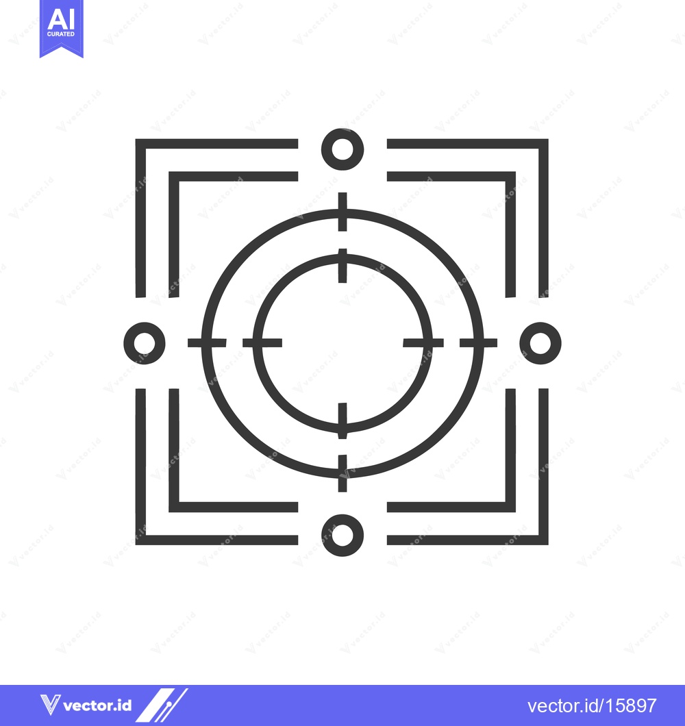 Premium Vector of Precise Targeting Icon with Concentric Circles and Framing Lines