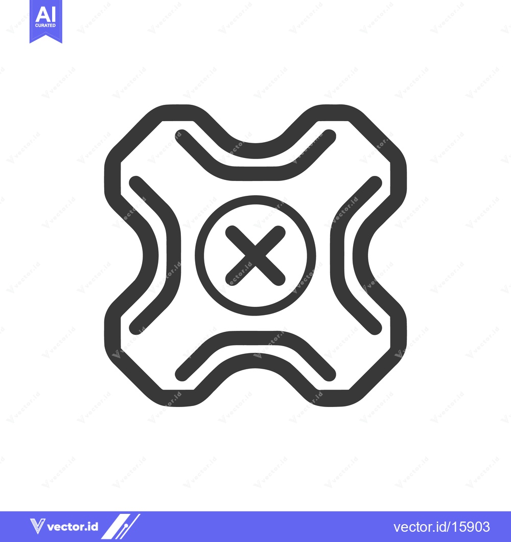 Premium Vector dari Bold Geometric Icon: Rounded Cross in Circle with Curved Square Frame