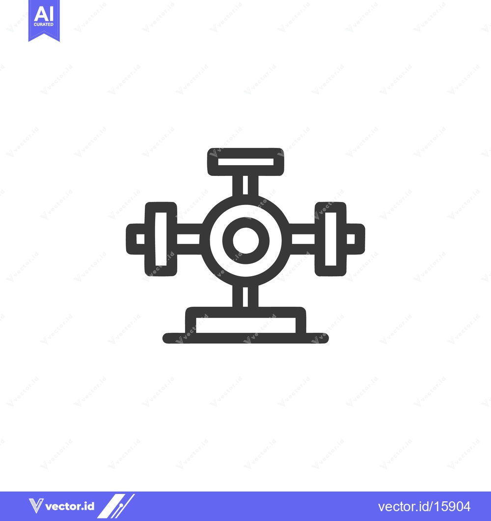 Premium Vector of Abstract Industrial Valve Icon: Minimalist Line Art Design
