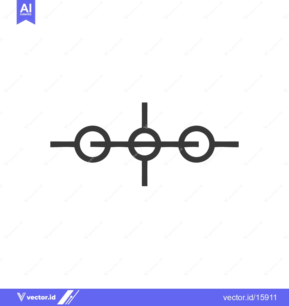 Premium Vector dari Schematic Symbol: Three Circles Connected by Lines, Technical Diagram