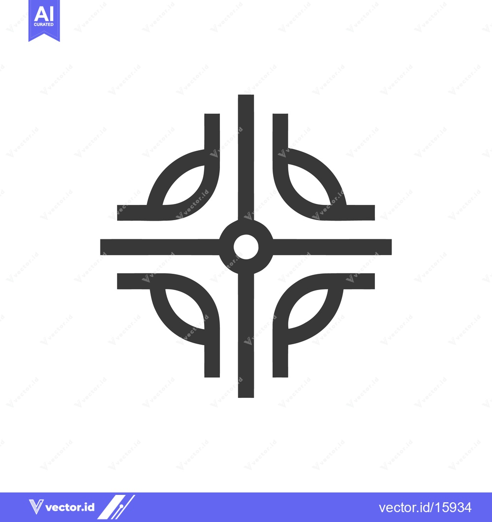 Premium Vector of Minimalist Celtic Cross Icon: Geometric Design on White Background