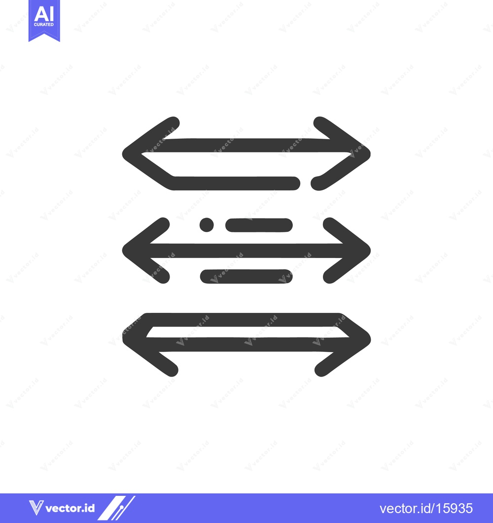 Premium Vector dari Three Horizontal Double-Headed Arrows Icon, Gray, White Background, Mi