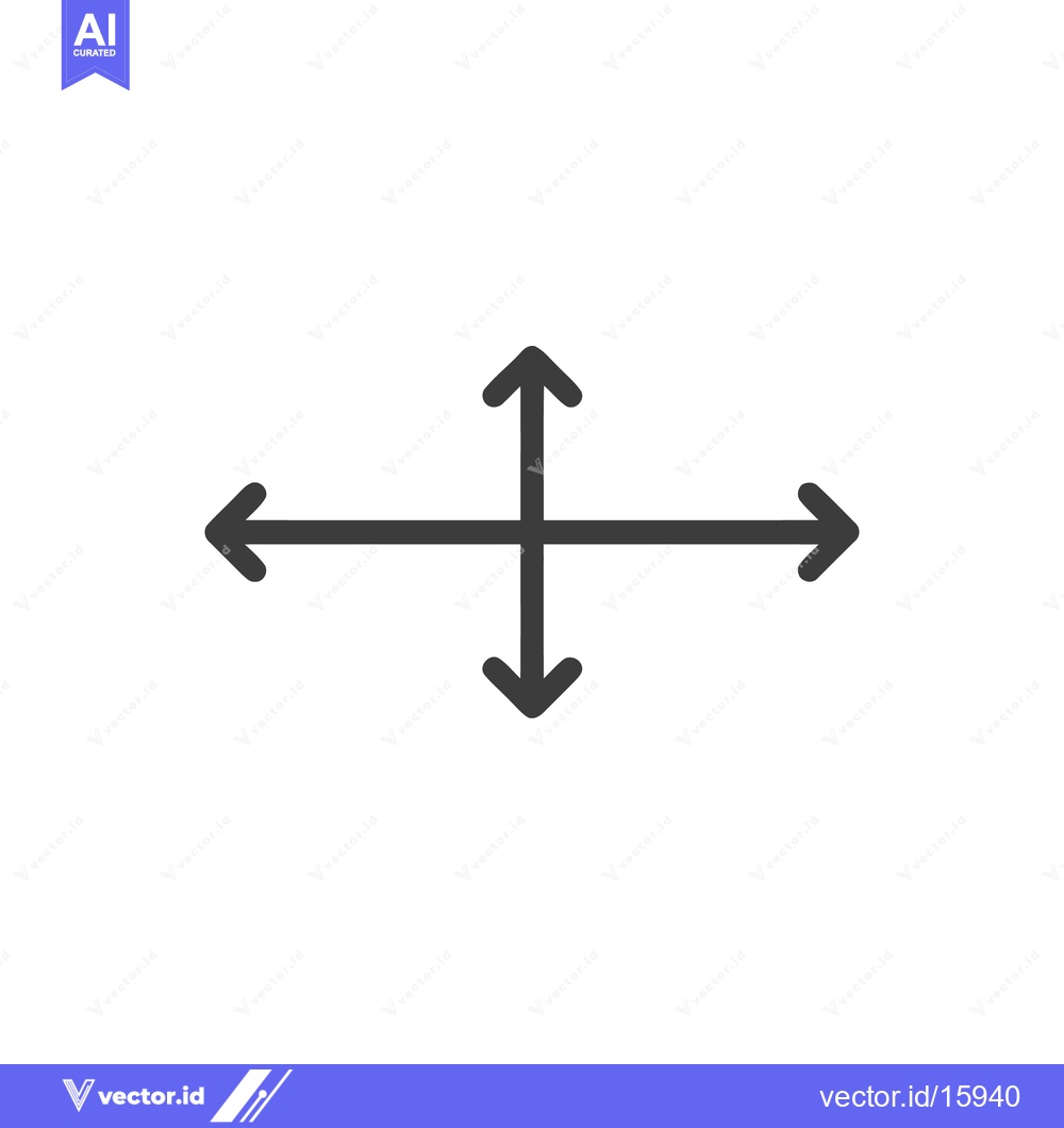 Premium Vector dari Four-Way Arrow Icon: Directional Symbol on White Background