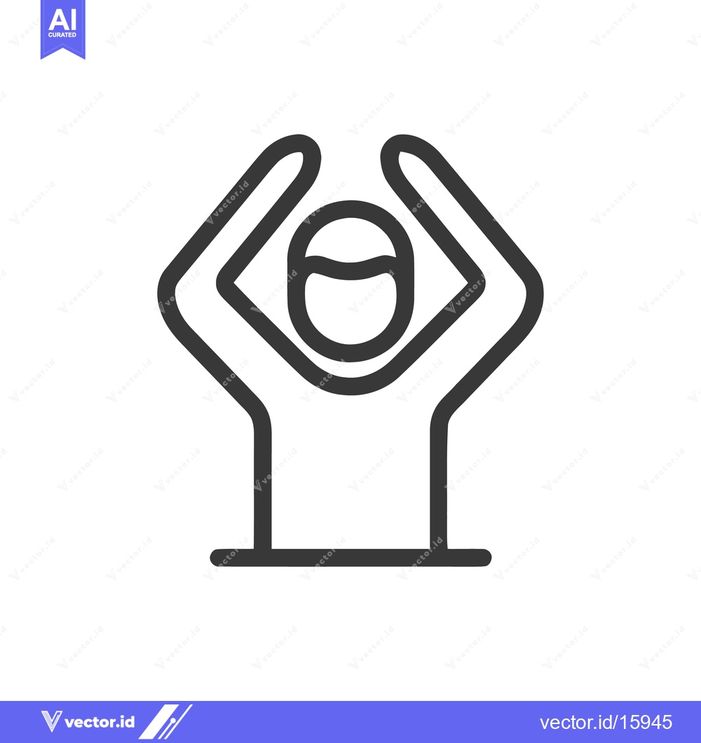 Premium Vector of Minimalist Icon: Person Raising Arms in Celebration or Surrender, Outl