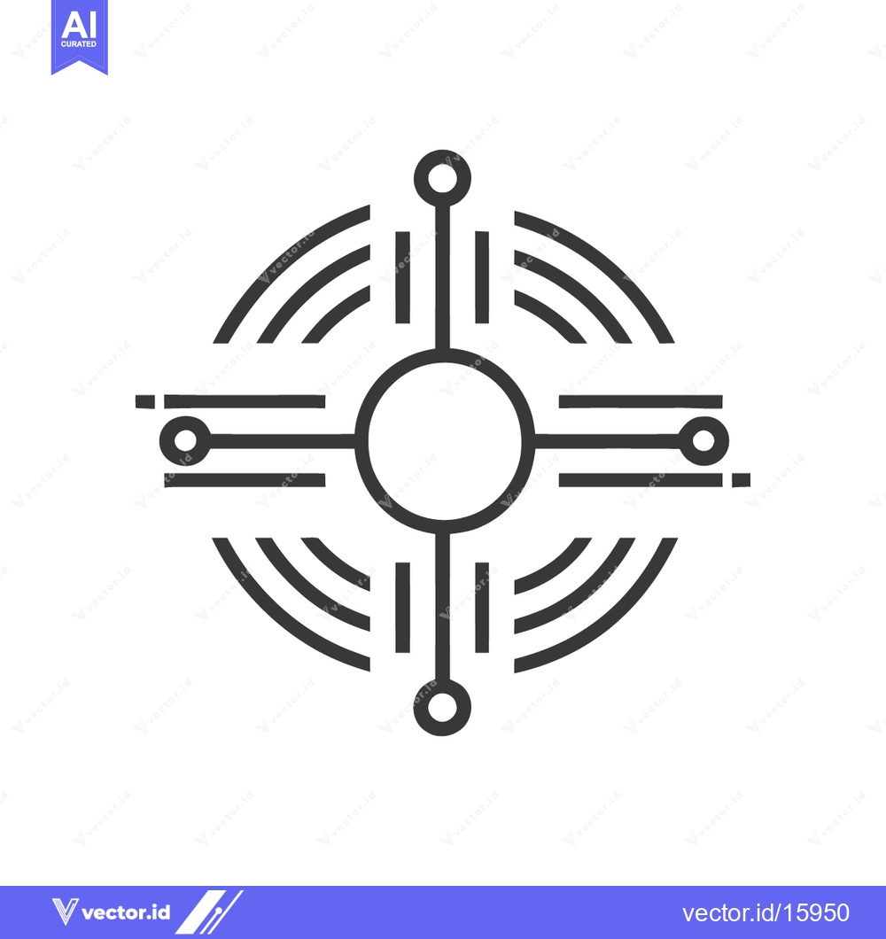 Premium Vector dari Abstract Circular Tech Icon with Lines and Nodes on White Background