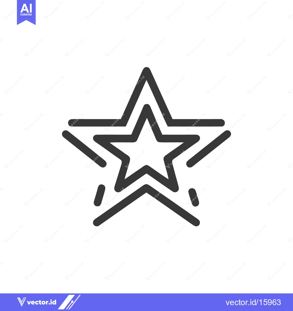 Premium Vector dari Stylized Star Icon with Double Outline and Decorative Elements on Whit