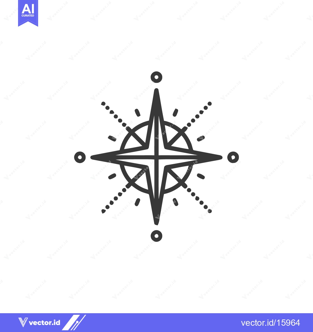 Premium Vector dari Minimalist Compass Rose Icon with Dotted Lines on White Background