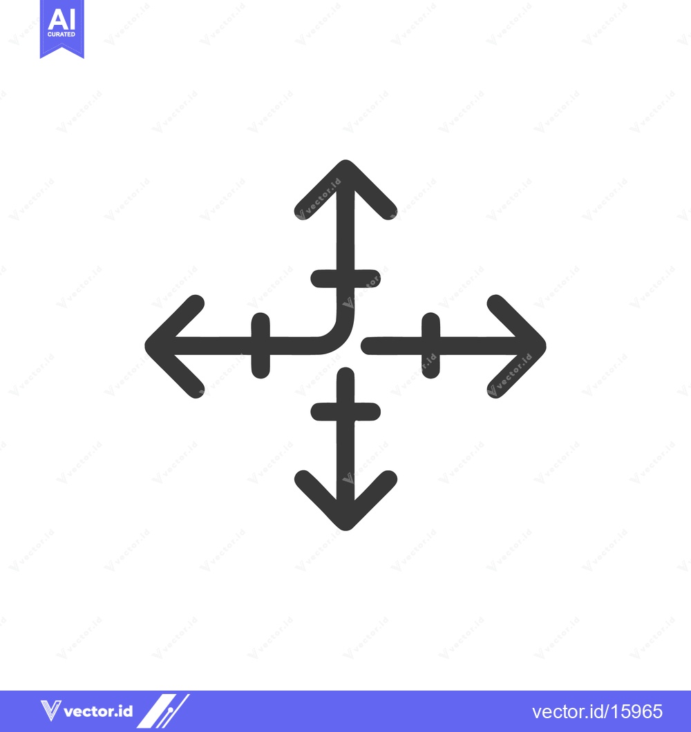 Premium Vector dari Four-Way Arrow Icon: Directional Symbol with Intersecting Lines and Ro