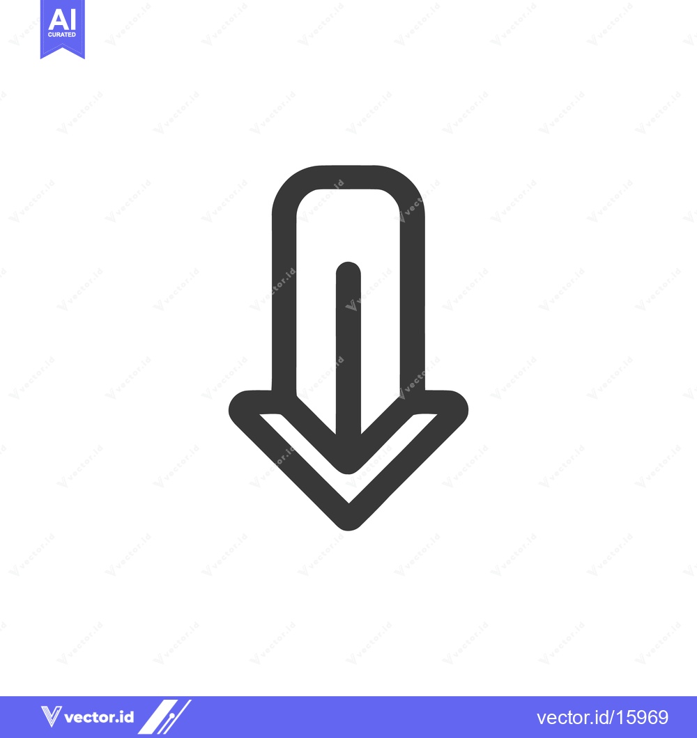Premium Vector dari Bold Downward Arrow Icon: Simple, Modern Navigation Symbol on White Ba